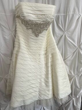 Casablanca bridal strapless mini wedding dress Sz 12